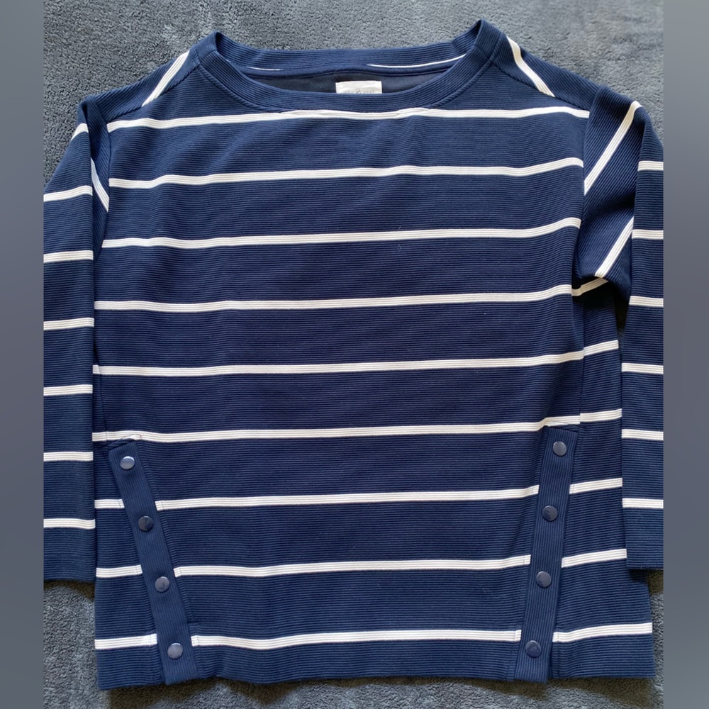 Lou & Grey Blue and White Ribbed Sweater